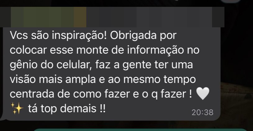 Print de depoimento: aluna de São Paulo dizendo que o conteúdo está top demais (dados pessoais ocultados)